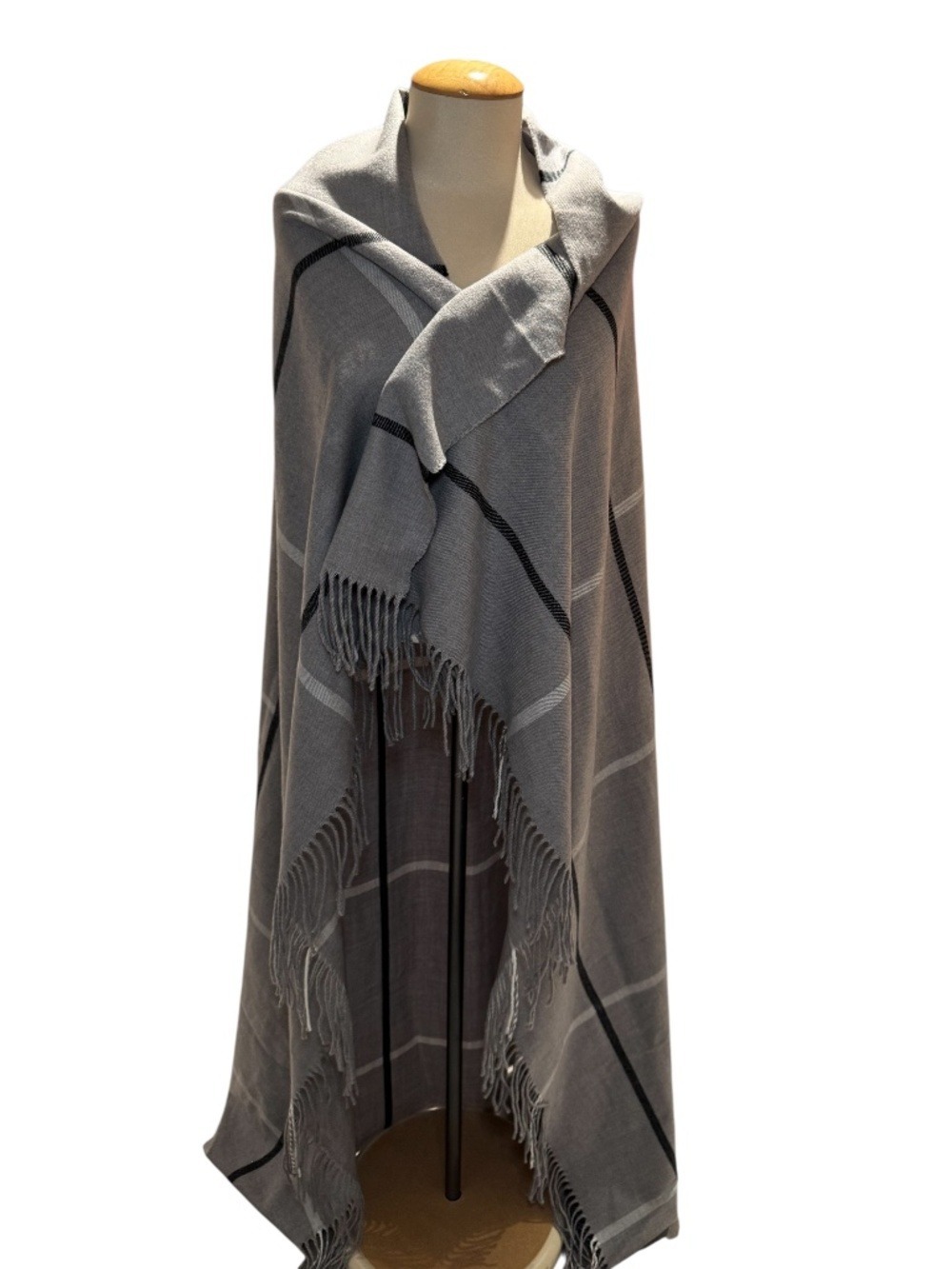 LOVE & LORE grey plaid soft scarf - o/s
